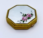 Vintage Octagon Guilloche Enamel Rouge   Powder Compact