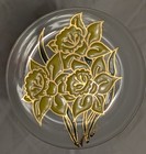 Vintage 4  3    Coasters Hand Crafted Acrylic Daffodils Signed Gold Embossed 