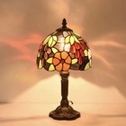 Vintage Tiffany Style Rose Stained Glass 8    Table Lamp With Colorful Glass Shade