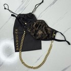 Nwot Bandolier Beige Black And Lace   sophie Mask With   gold Chain Os Luxury Glam