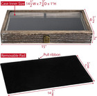 Wooden Jewelry Display Case Tempered Glass Top Lid  Gemstone Display Case With M