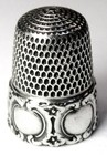 Antique Simons Bros  Sterling Silver Thimble     repousse Medallion     C1890s