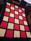 Handmade Afghan Crochet Throw Granny Square Black Multi-color 60   x40   