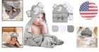 Soft   Absorbent 8-piece Elephant Hooded Baby Towel Set - Perfect Gift For Kids