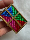 Glass-look Ornament Christmas Stained Glass Look Foil Ribbon Vintage Colorful