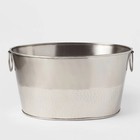23 5l Stainless Steel Hammered Metal Oval Beverage Tub - Threshold