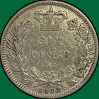 1873 Sixpence Victoria Silver Great Britain Choice Extremely Fine Xf  au Coin