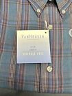 Van Heusen Green Plaid Dress Shirt Men Size Large Long Sleeve Wrinkle Free