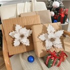 10 Pcs Glitter Poinsettias  8 7  Artificial Christmas Flowers  Cream White