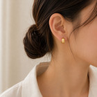 14k Solid Yellow Gold Brushed Dome Huggie Hoop Earrings For Women Fine Jewelry