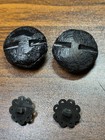Buttons 4 Black Set Of 22 Hole Round Plastic Vintage Flat 5 8 In