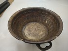 Vtg Brass Hammered Planter  Handles Feet Patina 8   hx12 5   lx9   w Pot