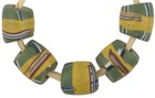 Antique African Trade Beads Old Venetian Glass Green French Cross Lampwork Rare