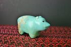 Mid Century Native Zuni Carved Turquoise Bear Fetish By Leekya Deyuse   d 
