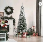 Homcom 6  Tall Unlit Snow-flocked Slim Artificial Christmas Tree With Realistic