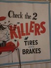 Vintage Tires brakes Advertising Banner Nos Gas Station