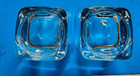 Vintage Clear Shot Glass W  Square Mouth   Thick Heavy Bottom