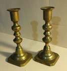 Pair Of Antique Victorian Brass Candlesticks  Candle Holders C  1880
