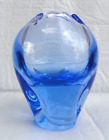Paper Weight Glass Solid Clear And Light Cobalt Blue Opening On Top