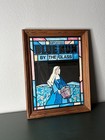 Vintage Blue Nun Wine Simulated Stained Glass Mirror 18   x 14    Bar Decoration