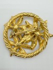 B6-5822 Vintage Brooch Gold Tone Pin 1 8  Christmas Rhinestone Flower Enamel