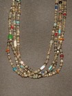 Native American 4 Strand 16  Shell Heishi Necklace Turquoise Bone Glass Beads