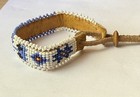 Handmade Native American Hand Beaded Adjustable Bracelet With Leather Backing