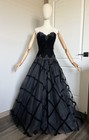 Vtg Chris Kole Wedding Prom Gown Formal Dress Black Velvet Tulle Gothic Size 6