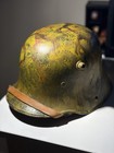 German Wwi-m16 Steel Helmet  Yellow Camo Paint  Leather Liner   Chinstrap
