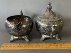 Vintage Sugar Bowl   Creamer Set Silverplate  Rogers  Covered