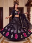 Black Rayon Lehenga Choli Navratri Garba Outfit Mirror Work Chaniya Choli