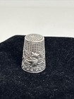 Antique Sterling Silver Thimble W  Kitty Cat Filigree