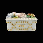Antique Victorian Trinket Box Hand Offering Flowers Limoges Fine China Figural