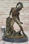 Bronze Statue Marble Roman Soldier Spartan Warrior Sculpture Fast Shipping Art