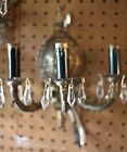 Set Of 3 Antique French Matching Brass   Crystal Sconces Two 3 Light One 1 Light