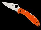 Spyderco Delica 4 Folding Knife C11fpor Plain Edge Vg-10 Blade Orange Frn Handle