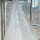 Elegant Sheer White Antique Voile Patterned Cotton Fabric Lawn Material French 