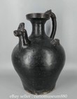 9 2  Old China Jizhou Kiln Black Pottery Zodiac Chicken Head  Bottle Water Pot