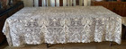 Stunning Rare Bobbin Lace Ecru Tablecloth Deer flowers 105  X 93  Italy Vintage