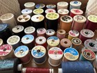 Spools Of Thread Vintage Mixed Lot 40  Some Wood Mending Sewing