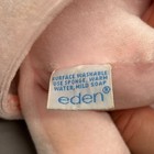 Vintage Eden Toys Musical Baby Doll Plush Pink Dress Eyelet Lace Bonnet 9  Works