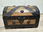 Wooden Iron Treasure Chest India W key No Lining Storage Trunk Decor 9 5   x6    Vtg
