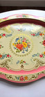 Pair Of 17 Inch Daher Made In Holland Metal Serving Trays Cottage Core Roses 70s