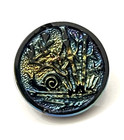 Vintage Snail   Bamboo Iridescent Carnival Luster Black Glass Button  bg9 