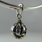 Vintage Sterling Silver Small Jack O  Lantern Bracelet Charm Pumpkin Halloween
