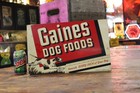 Rare 1950s Gains Dog Food Painted Metal Dealer Sign Pet Store Vet Cabin
