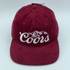 Coors Corduroy Snapback Hat Cap Mens One Size Burgundy White Embroidered New