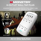 Monster Wall Tap Plug 6 Outlet Extender With Outlet Surge Protector For Home