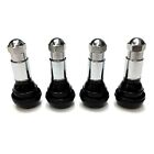 Tr413 Snap-in Tire Valve Stems With Caps Chrome Black Rubber  4pcs 