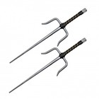 21  Set Of 2 Chrome Octagon Stainless  Steel Sai Karate Practice Martial Arts